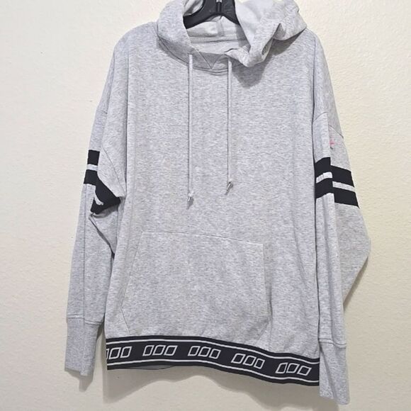 Lorna Jane Gray and Black Hooded Sweatshirt with Sporty Stripes M - Picture 1 of 9